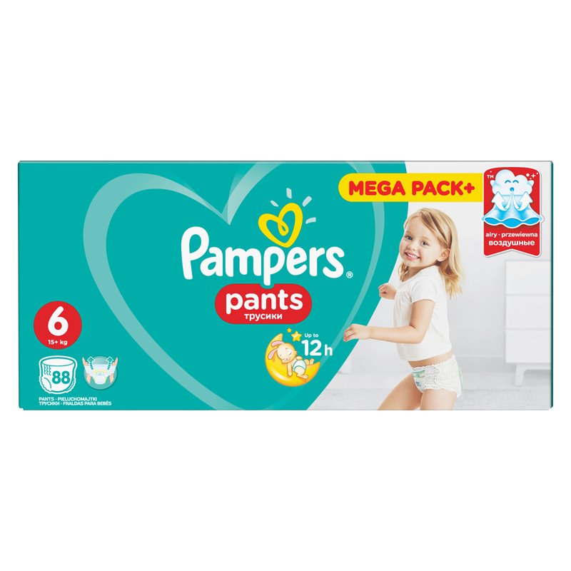 Подгузники-трусики КОМПЛЕКТ 88 шт., PAMPERS (Памперс) Pants, размер 6 (16+ кг)