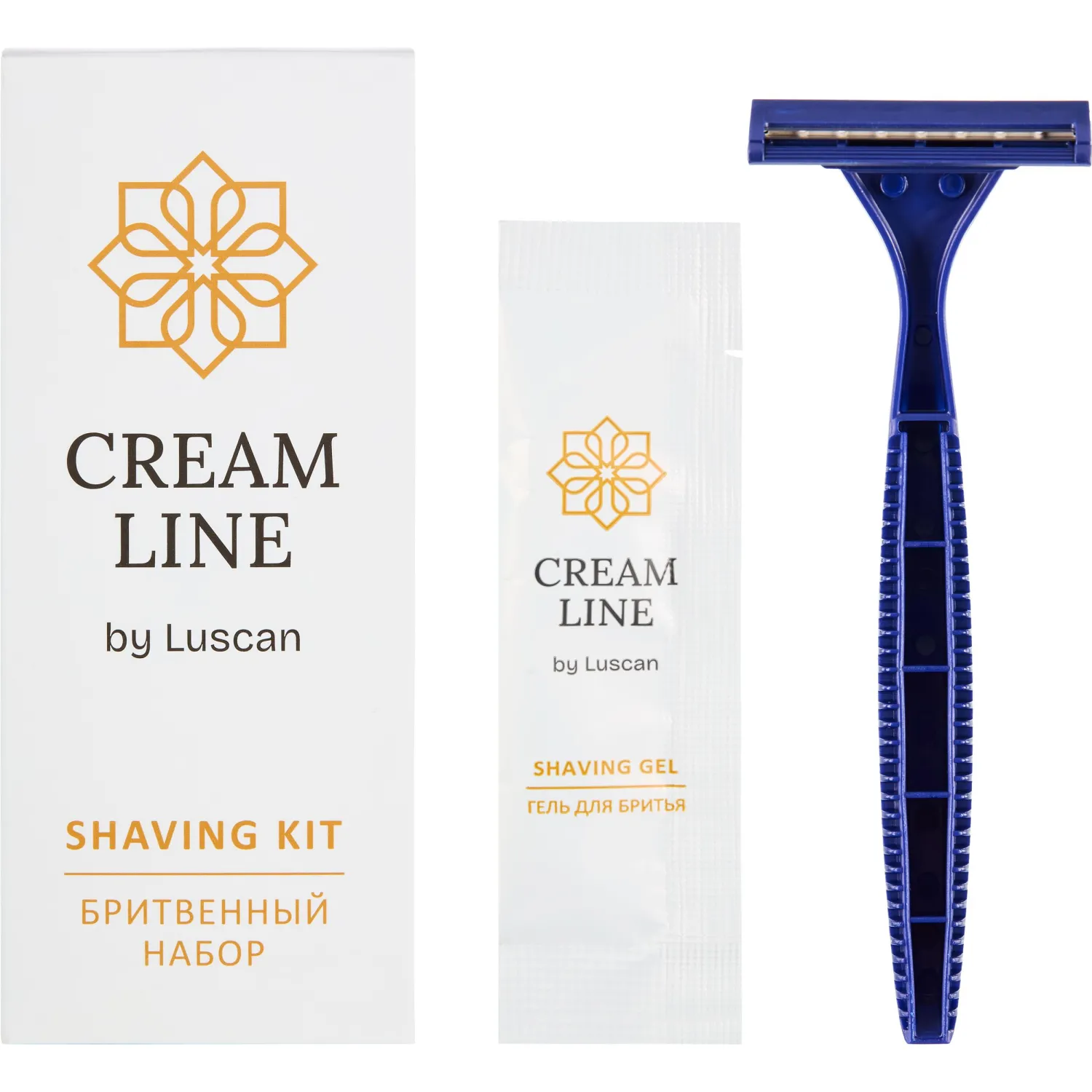 Набор бритвенный Luscan Cream Line картон (бритва, гель для бритья, 200 штук в упаковке)