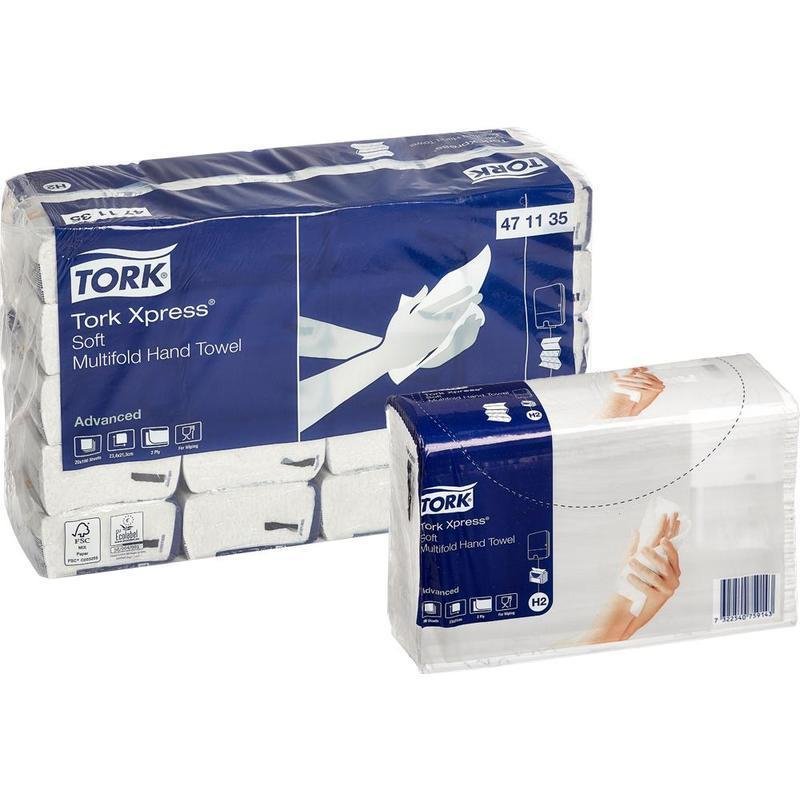 Полотенца бумажные листовые Tork Advanced Н2 Z-сложения 2-слойные 20 пачек по 190 листов (артикул производителя 471135)