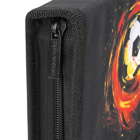 Пенал BRAUBERG с наполнением, 1 отделение, 1 откидная планка, 24 предмета, полиэстер, 21×14 см, «Fireball»