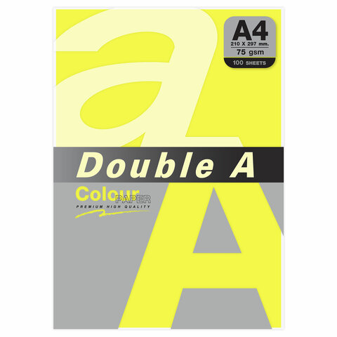 превью Бумага цветная DOUBLE AА475г/м2100 лнеонжелтаяш/к 32054