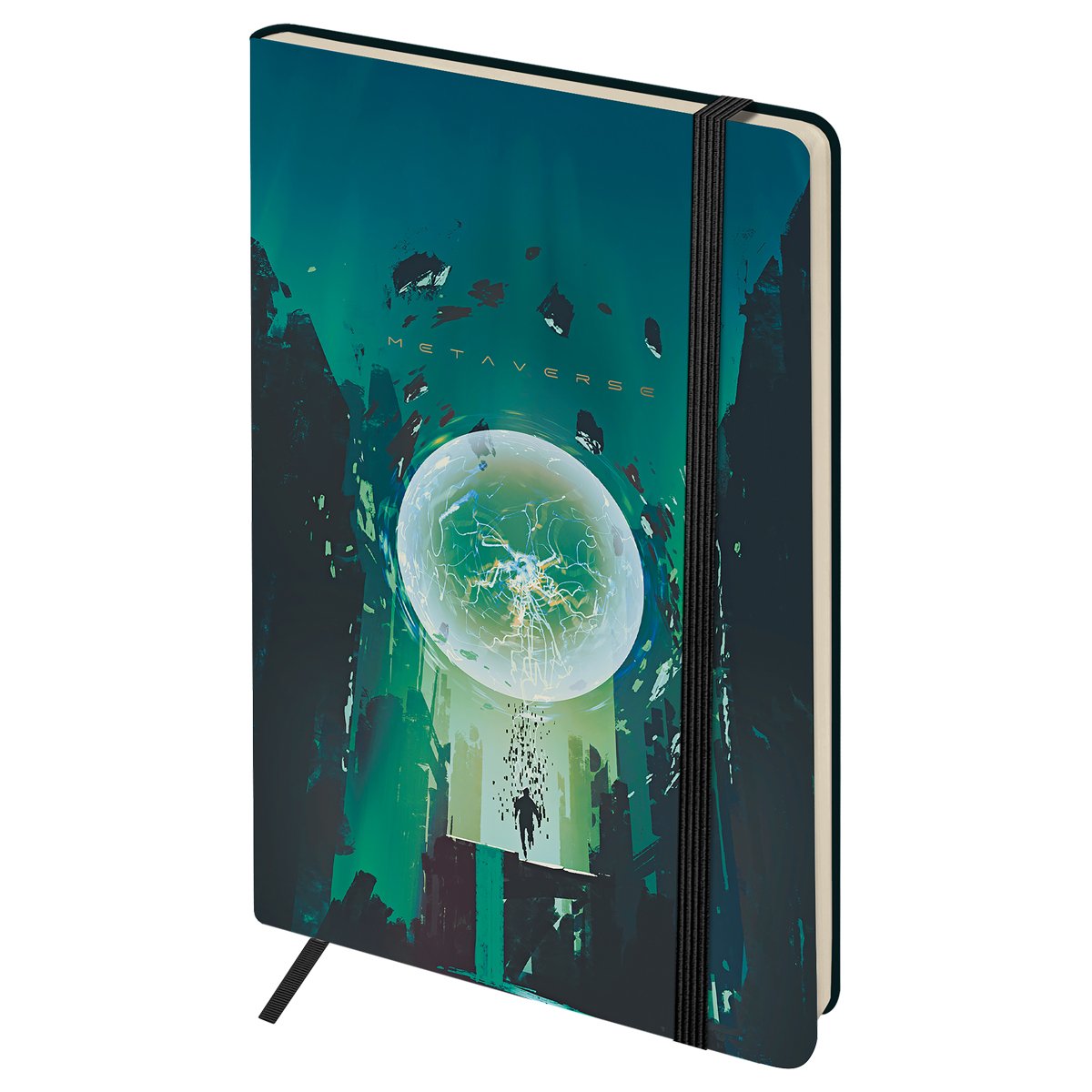 Записная книжка А5 80л. ЛАЙТ, кожзам, Greenwich Line «Future. Lightning ball», с резинкой, тиснение фольгой, блок в линию