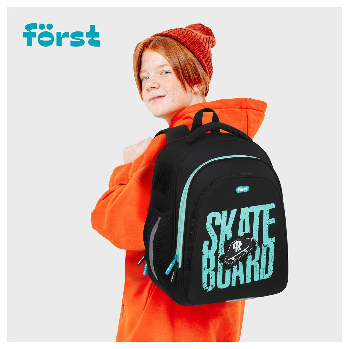 Ранец Först F-Base «Skateboard» 36×29×17см, 3 отделения, 2 кармана, анатомическая спинка