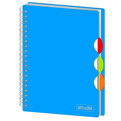 Бизнес-тетрадь Attache А4 100 листов голубая в клетку на спирали 3 разделителя (200×274 мм)