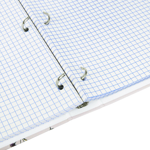 Тетрадь на кольцах БОЛЬШАЯ А4, 215×305 мм, 100 л., твердый картон, клетка, BRAUBERG, «Цветы»
