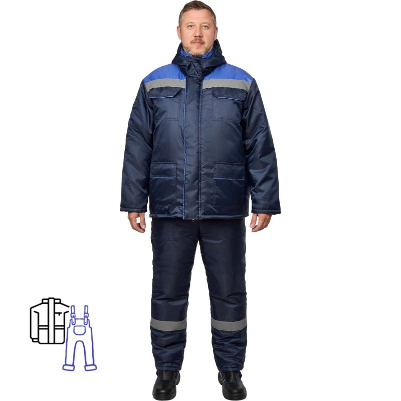 Костюм рабочий зимний муж з12-КПК с СОП син/вас оксф 48-50/182-188