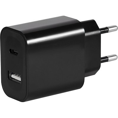 Зарядное устройство сетевое Red Line, USB+Type-C, 3A, PD 20W, чер, УТ000029980
