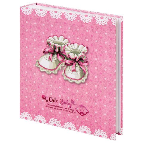Фотоальбом BRAUBERG «Baby shoes» на 200 фото 10×15 смтвердая обложкатермосклейкарозовый39114
