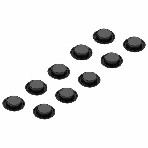 Магниты BRAUBERG BLACK&WHITE УСИЛЕННЫЕ 30 мм, НАБОР 10 шт, черные