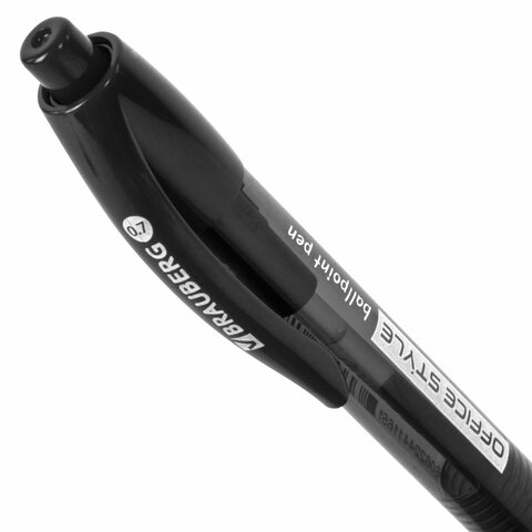 Ручка шариковая автоматическая с грипом BRAUBERG OFFICE STYLE, ЧЕРНАЯ, узел 0.7 мм, линия 0.35 мм, тонированный корпус
