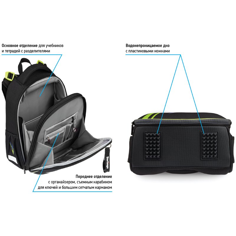 Ранец Berlingo Expert Max «Energy» 37×28×16см, 2 отделения, анатомическая спинка, дождевик в комплекте