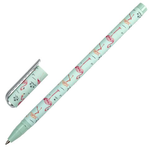 превью Ручка шариковая BRAUBERG SOFT TOUCH STICK «FLAMINGO», СИНЯЯ, мягкое покрытие, узел 0.7 мм