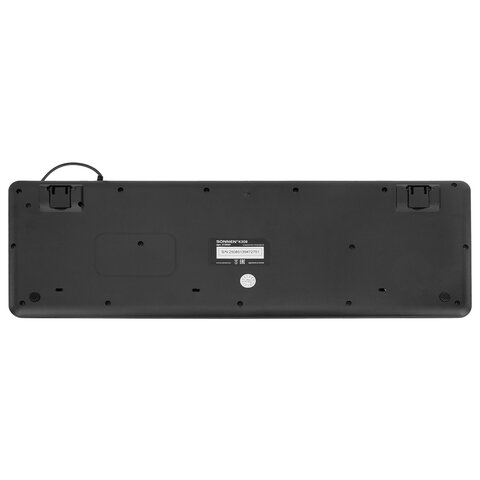 Клавиатура проводная USB, 104 плоские клавиши, LED-подсветка, SONNEN K308, черная