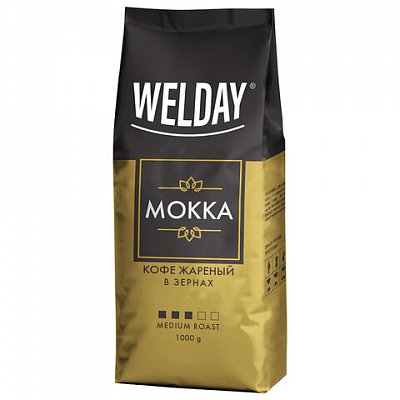 Кофе в зернах WELDAY «Mokka»1000 гвакуумная упаковка622411