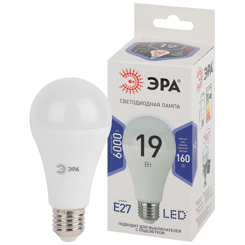 Лампа светодиодная ЭРА STD LED A65-19W-860-E27 E27 / Е27 19Вт холодный свет