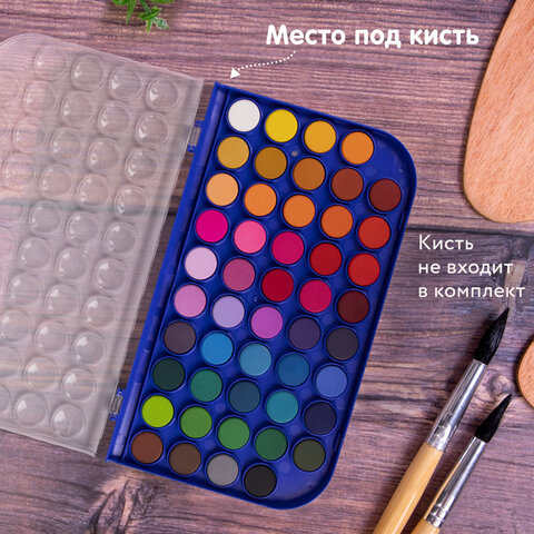 Краски акварельные BRAUBERG «PREMIUM» 48 цветовкруглые кюветы 23 ммпенал191747