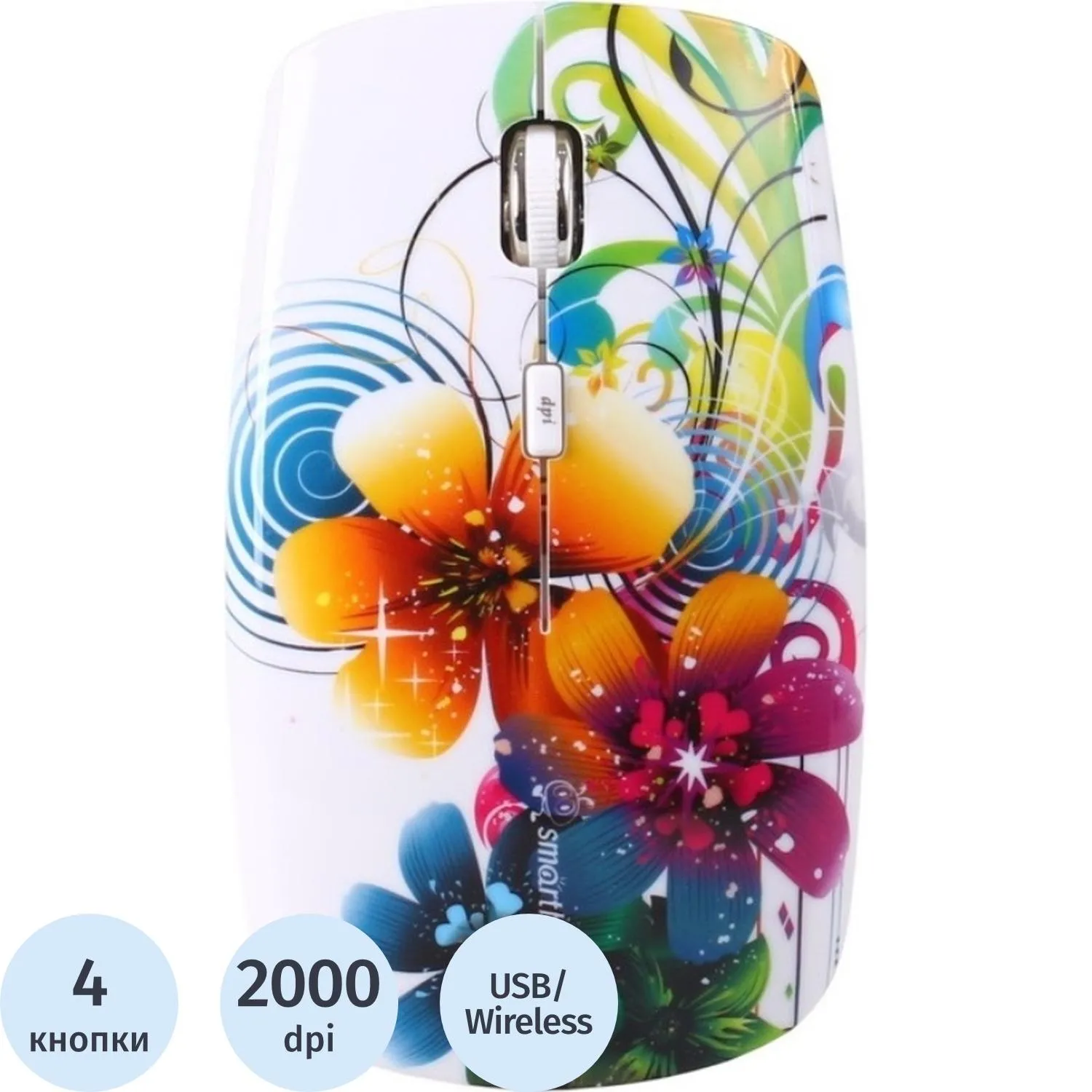 превью Мышь беспроводная SmartBuy 327AG принт Цветы (SBM-327AG-FL-FC)
