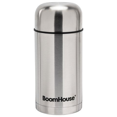 Термос 1 л для еды/напитков с широким горлом, BOOMHOUSE (БУМХАУС) WIDE, нержавеющая сталь SUS304, серебристый