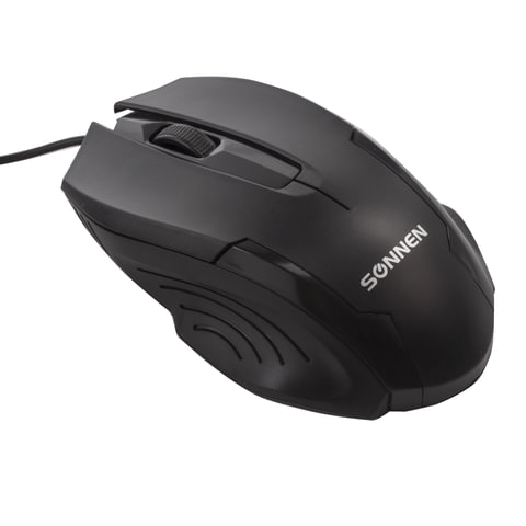 Мышь проводная SONNEN М-713, USB, 1000 dpi, 2 кнопки + колесо-кнопка, оптическая, черная