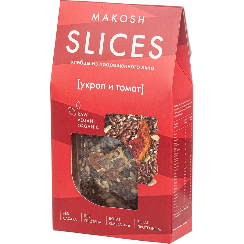превью Хлебцы Slices Organic льняные с укропом и томатом 55 г