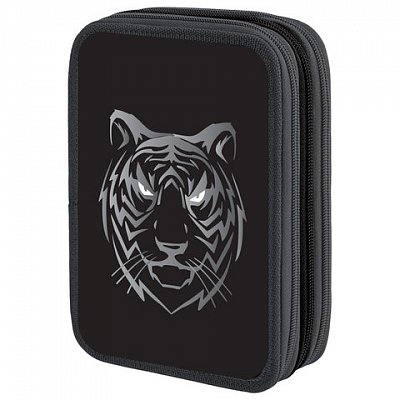 Пенал BRAUBERG, 3 отделения, полиэстер, 21×14 см, «Tiger»