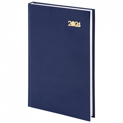Ежедневник датированный 2024 145×215мм, А5, STAFF, обложка бумвинил, синий