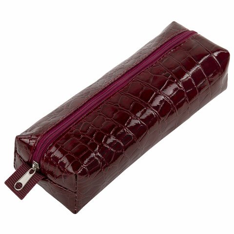 превью Пенал-косметичка BRAUBERG, крокодиловая кожа, 20×6х4 см, «Ultra maroon»