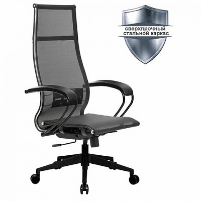Кресло офисное МЕТТА «К-7» пластикпрочная сеткасиденье и спинка регулируемыечерное
