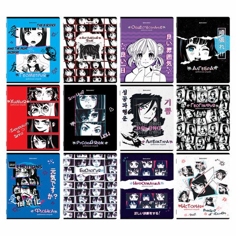 превью Тетради предметные, КОМПЛЕКТ 12 ПРЕДМЕТОВ, ANIME, 48л, глянцевый лак, BRAUBERG