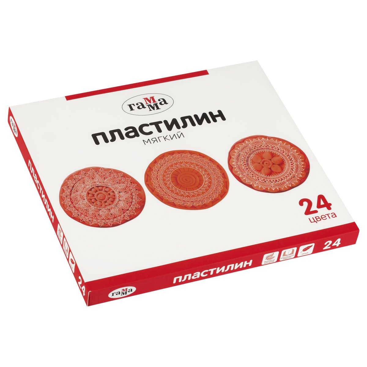 превью Пластилин Гамма, 24 цвета, 480г, со стеком, картон. упаковка