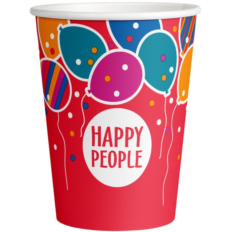 Стакан одноразовый бум односл. 350 мл d-90мм Happy People МИКС 50шт/уп