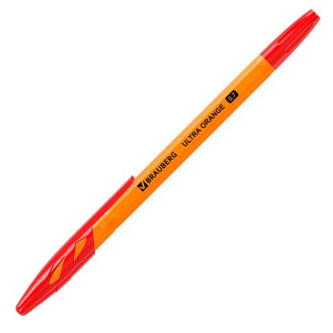 Ручка шариковая BRAUBERG «ULTRA ORANGE», КРАСНАЯ, узел 0.7 мм, чернила ГЕРМАНИЯ, наконечник ШВЕЙЦАРИЯ