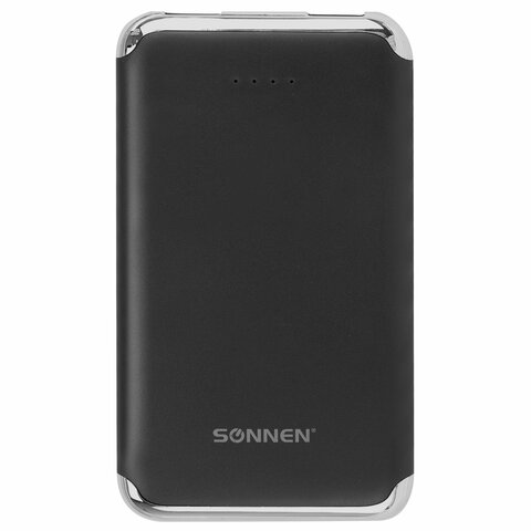 Аккумулятор внешний 6000 mAh SONNEN POWERBANK K611, 2 USB, литий-полимерный, черный