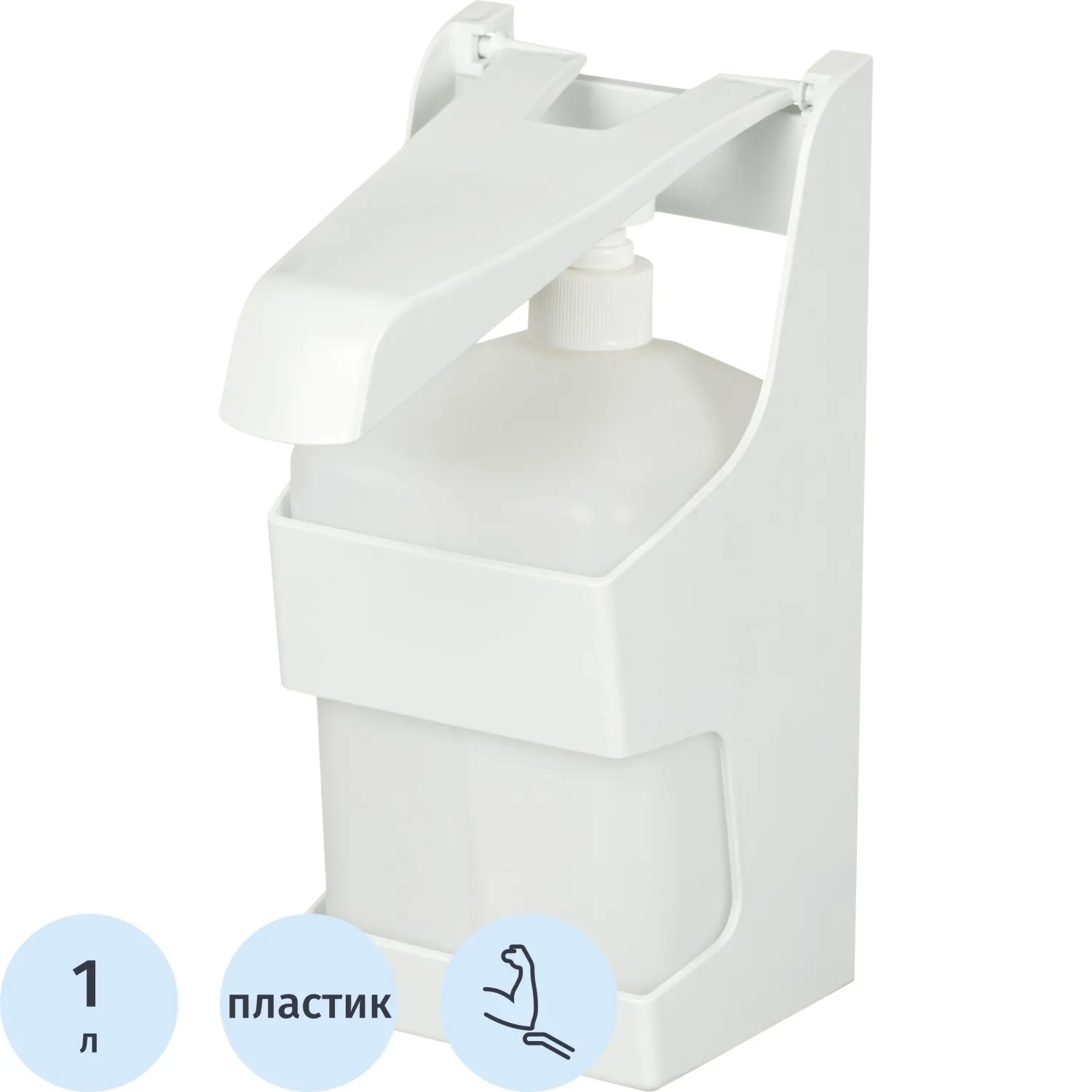 превью Дозатор (диспенсер) для жидкого мыла/антисептика локтевой Luscan Professional Optima пластик белый 1 л