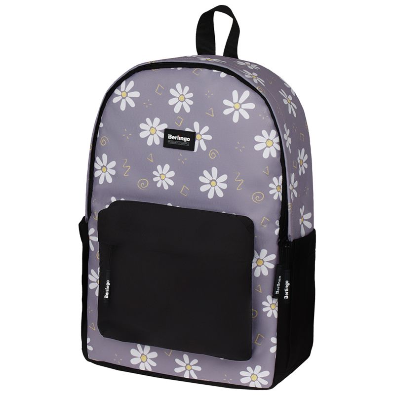 превью Рюкзак Berlingo Casual «Chamomile black» 39.5×27×13см, 1 отделение, 3 кармана, уплотненная спинка