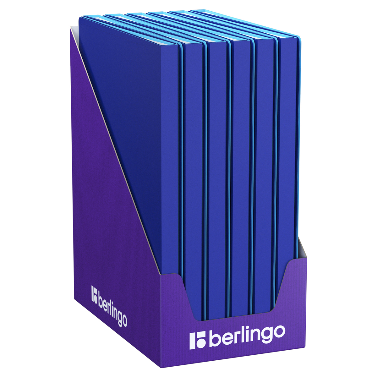 Папка с 20 вкладышами Berlingo «Soft Touch Pro», 17мм, 700мкм, с внутр. карманом, синяя, внутр. голубая, софт-тач