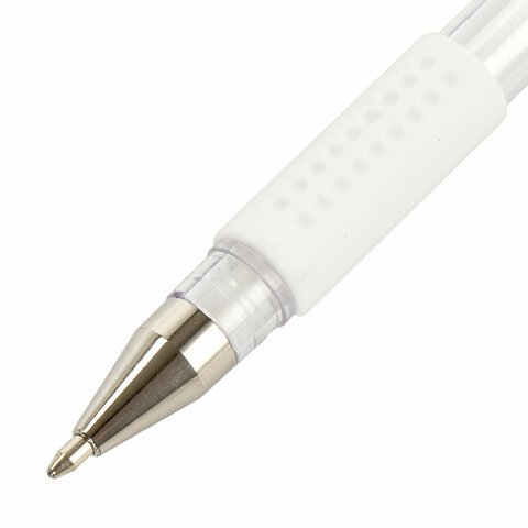 Ручка гелевая с грипом BRAUBERG «White», БЕЛАЯ, пишущий узел 1 мм, линия письма 0.5 мм