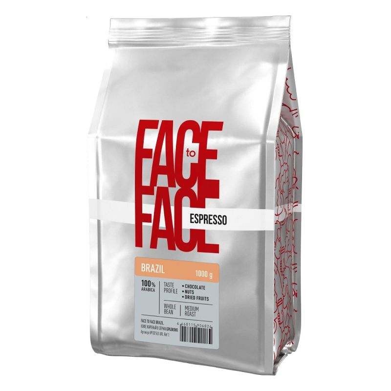 Кофе в зернах Face to Face Brazil, арабика средней обжарки, 1кг