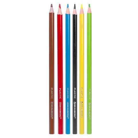 Карандаши цветные пластиковые BRAUBERG PREMIUM6 цветовшестигранныегрифель мягкий 3 мм181665