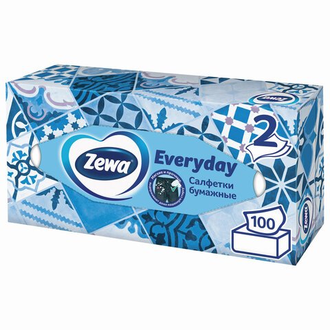 Салфетки косметические Zewa Everyday 6286 2х сл. в кор.100 шт.