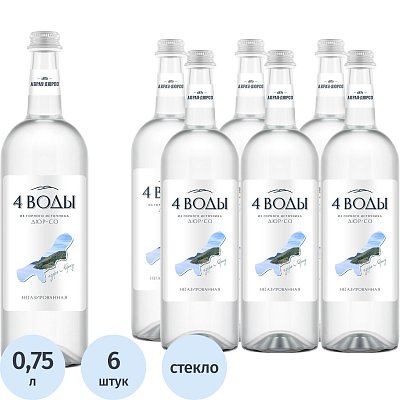 Вода питьевая 4 Воды стекло негаз. 0.75 л