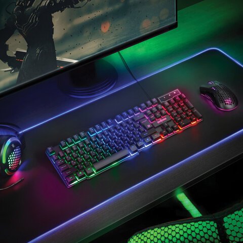 Клавиатура проводная игровая DEFENDER Mayhem GK-360DL, USB, 104 клавиши, с подсветкой, черная