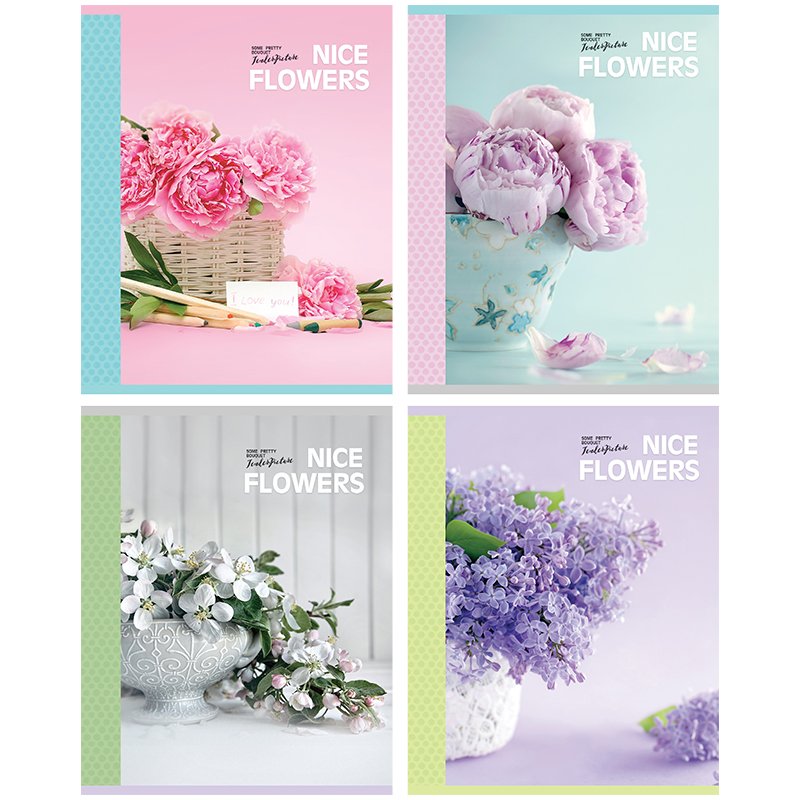 превью Тетрадь 48л., А5, клетка Greenwich Line «Nice flowers», матовая ламинация, выборочный уф-лак, 70г/м2