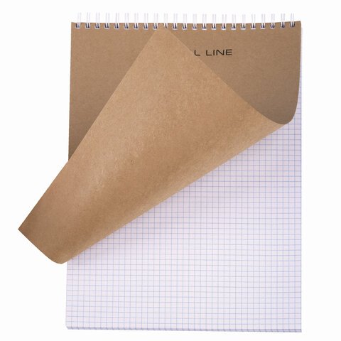 Блокнот БОЛЬШОЙ ФОРМАТ (200×290 мм), А4, 80 л., гребень, картон, УФ-лак, клетка, ПЗБМ, Крафт, 099529