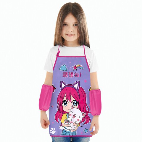 Накидка фартук с нарукавниками для труда ЮНЛАНДИЯ, 46×54 см, «Anime hugs»