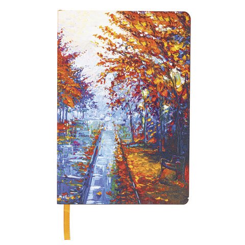 Блокнот А5 (143×210 мм), BRAUBERG VISTA «Aqua Autumn», под кожу, гибкий, 80 л. 