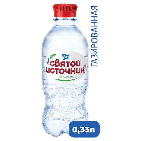 Вода газированная питьевая «Святой источник», 0.33 л, пластиковая бутылка