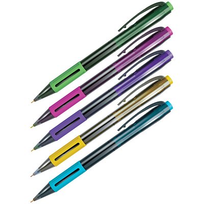Ручка шариковая автоматическая Berlingo «SI-400 Color» синяя, 0.7мм, грип, корпус ассорти