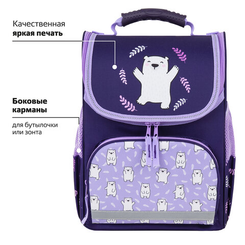 Ранец ПИФАГОР BASIC, 1 отделение, 3 кармана, эргономичная спинка, «Happy bear», 35×28х18 см