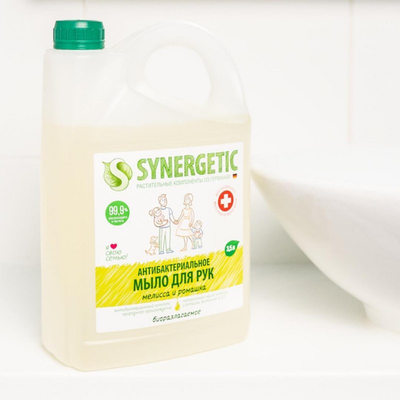 Мыло жидкое антибактериальное 3.5 л SYNERGETIC «Мелисса и ромашка»